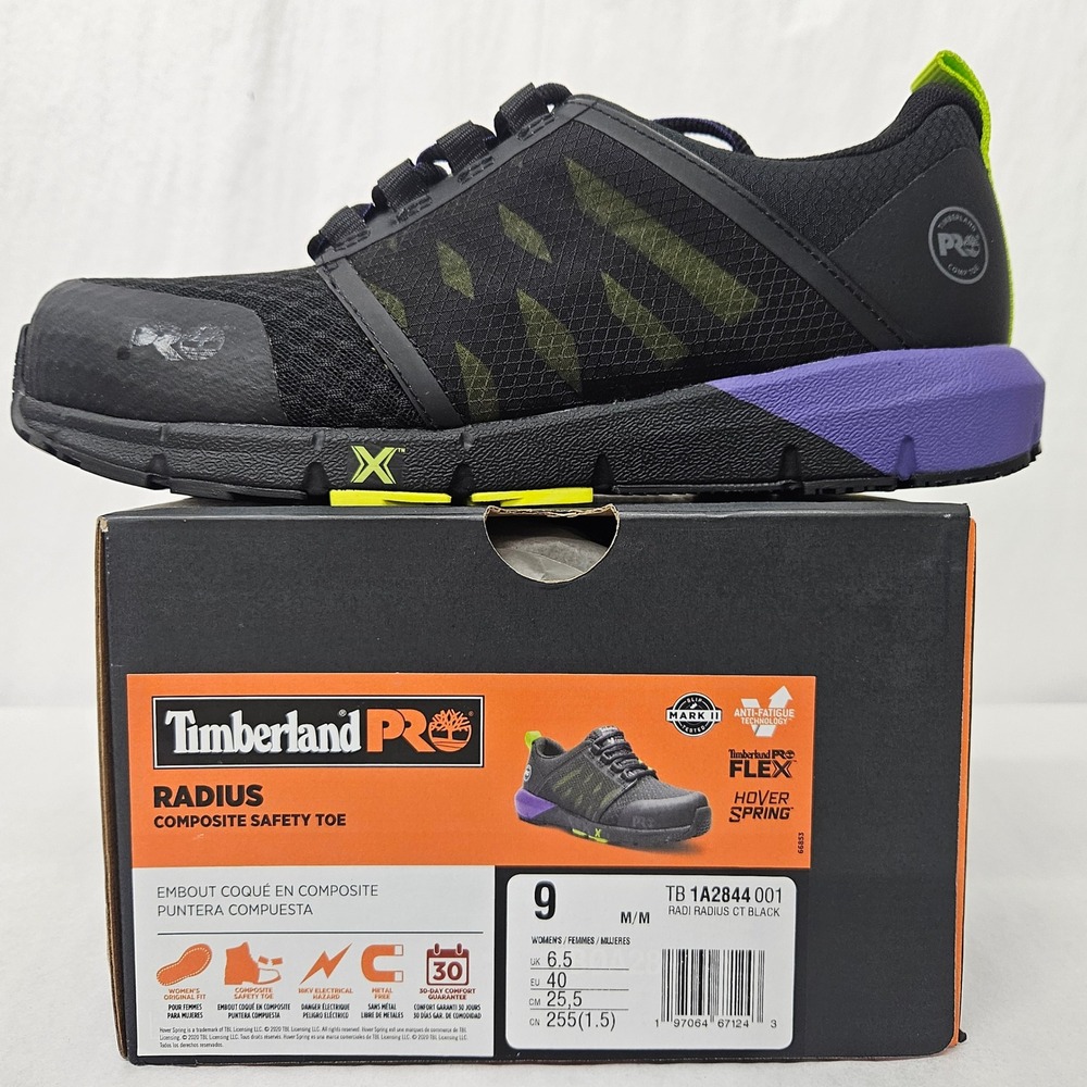 Timberland‎ PRO Radius Work Shoe Composite Toe 1A2844 Black Purple Women Size 9
